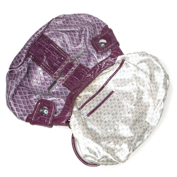 Vintage Y2K Guess Purple Croco Embossed Shoulder Bag Handbag Faux Leather Retro - Picture 6 of 14